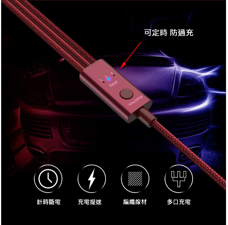 【LIVEGOGO】3合1,防過充,USB快充線,安卓.蘋果適用(可定時1-3小時,自動斷電) - Image 3