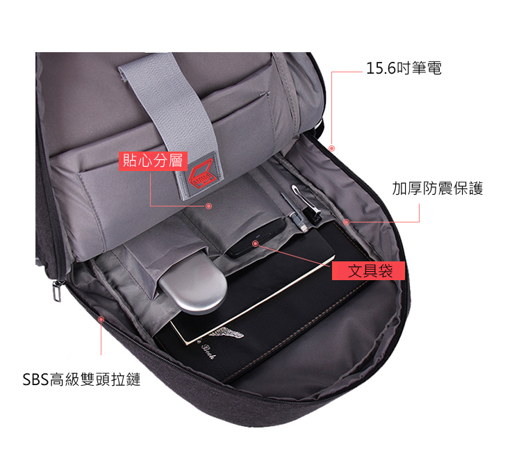 【LIVEGOGO】M4 減壓輕負大容量USB雙肩包 - Image 1