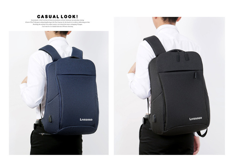 【LIVEGOGO】零負重減壓商務休閒USB後背包,防刮防潑水 - Image 5