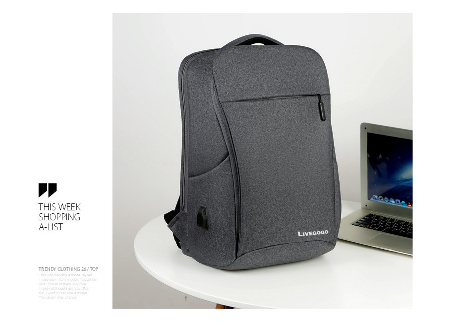 【LIVEGOGO】零負重減壓商務休閒USB後背包,防刮防潑水 - Image 2
