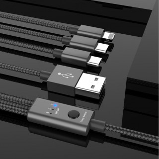 【LIVEGOGO】3合1,防過充,USB快充線,安卓.蘋果適用(可定時1-3小時,自動斷電)