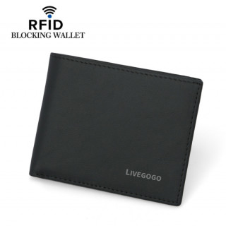 【LIVEGOGO】頭層牛皮+RFID防盜刷真皮短夾